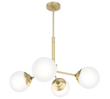 Modern Brass Four Light Chandelier from the Hepburn Collection