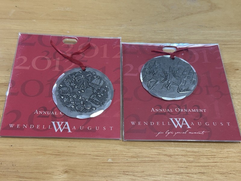 Wendell August Forge Annual Christmas Ornaments 2012 & 2013 .