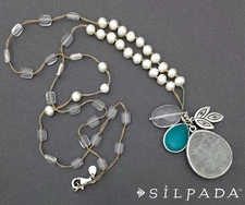 SILPADA Sterling Silver OH SO PRETTY Pearl-Quartz Necklace~#N2108~RETIRED!