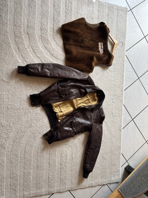 Vintage Schott Leather Bomber Jacket 80s Size 38