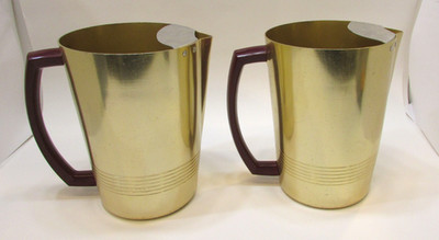 Two Vintage Regal Ware Supreme Metal Aluminum Pitcher w Ice Lip Bakelite Handle