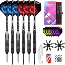 CyeeLife Steel tip Darts set 26g+Aluminum shafts+Sharpener+Dart Tool+12 Flights