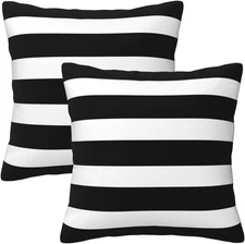 Stripe Black and White Farmhouse 18 x 18 (Pack of 2), 