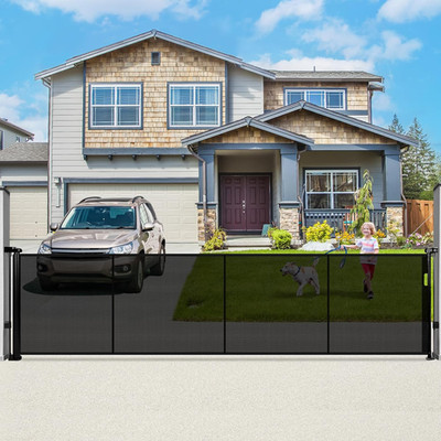 160'' Retractable Baby Gate Extra Wide, 41'' Tall Retractable Dog Gate for Stairs,