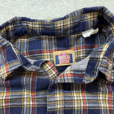 American Edition Flannel Shirt Blue Red Plaid Button Up USA Made Mens
