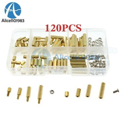 120PCS M3   Male Female Brass Standoff Stud Board  agon Threaded   PCB *mn