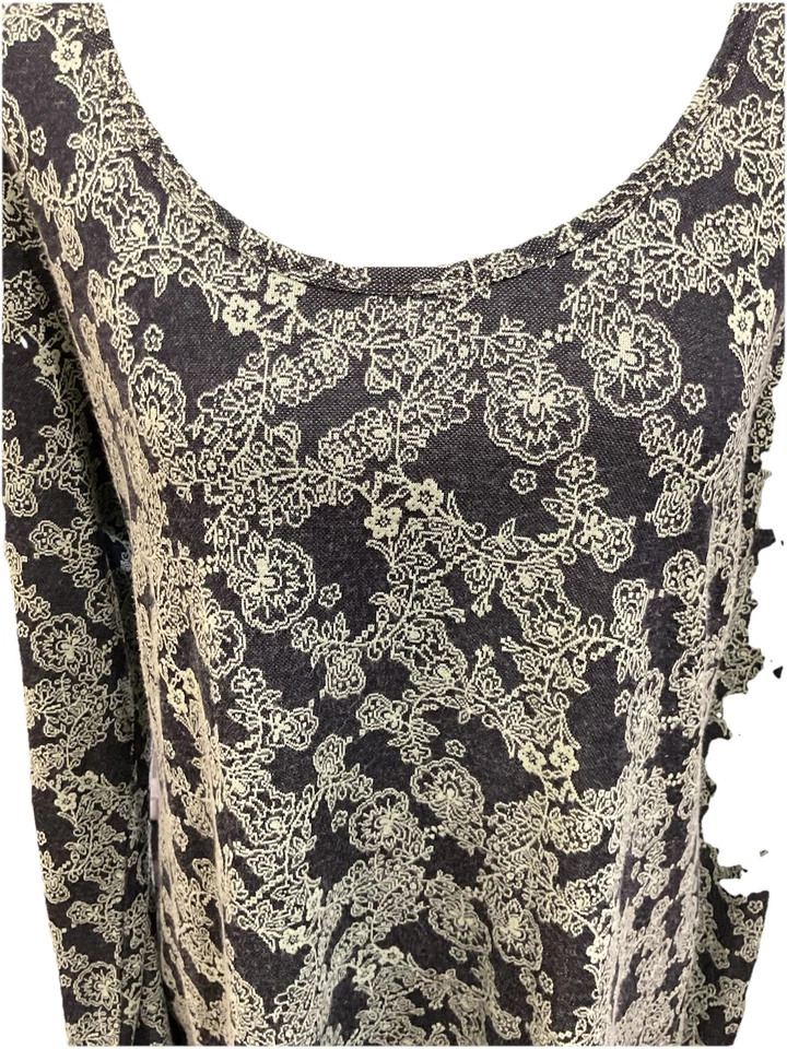 Lula Roe зеленый и черный длинным рукавом цветочный туника XL длиннее сзади - Изображение 3 из 4