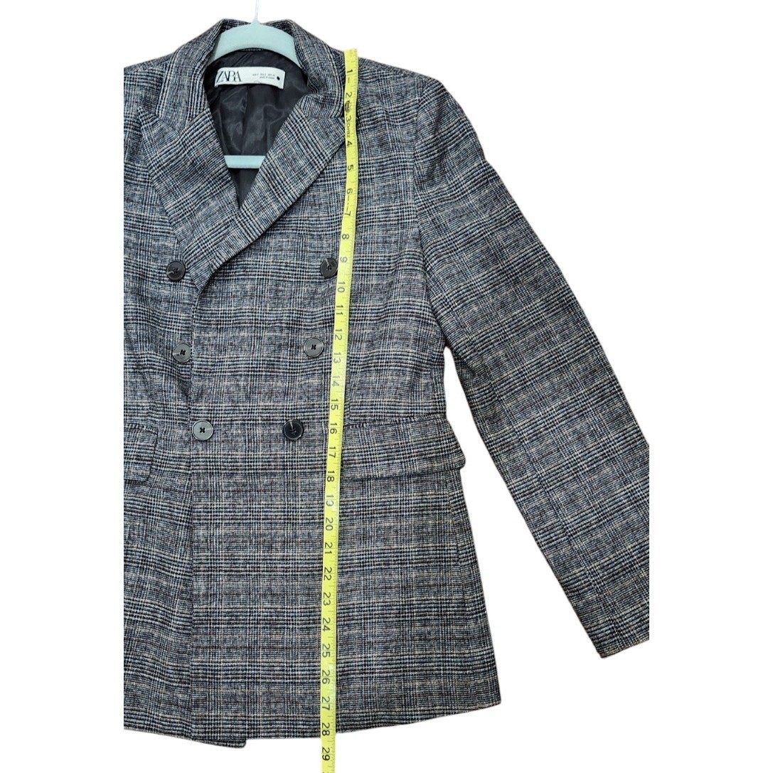 Zara Womans SZ S Plaid Blazer Jacket Double Breasted Relaxed Fit Academia Prep thumbnail 8