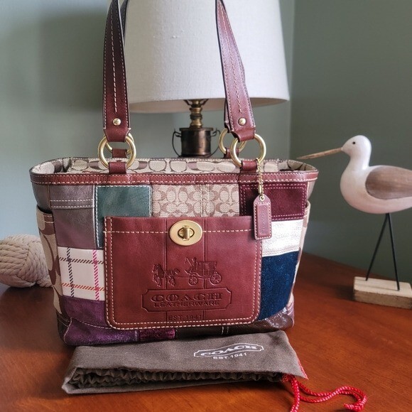 Coach Y2K Holiday Patchwork Gallery Tote Napa Leather Suede