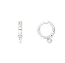 10 Bright Silver Brass Based Round Huggie Leverback Earrings Wires Earwires