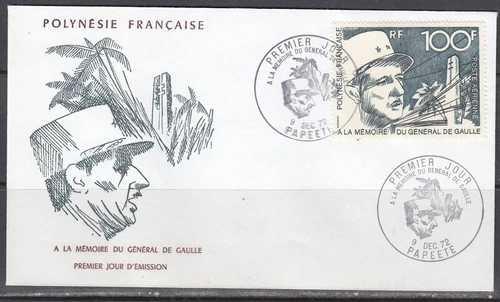 French Polynesia Scott C88 FDC - General De Gaulle