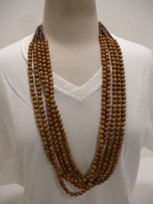 KEWA Santo Domingo 5-Strand Necklace Picture Jasper Square Beads Beaded Coral