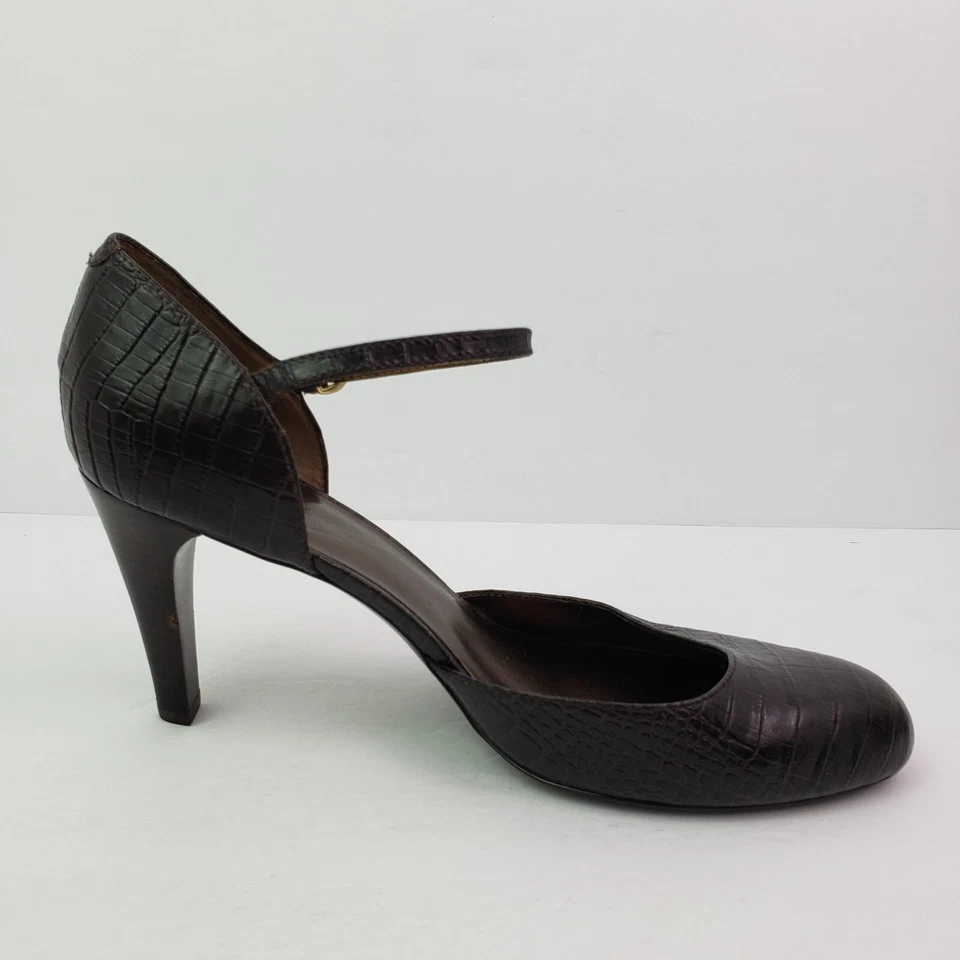 Zapatos de tacón Ann Taylor Loft para mujer talla 9,5 de cuero marrón con estampado de cocodrilo de 3,5" Foto 4 de 4