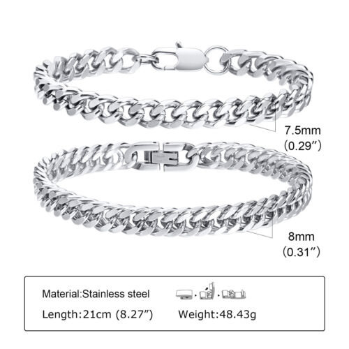 Pulseras de cadena cubanas de 2 piezas para mujer y hombre, pulsera de eslabones enchapados en oro - Imagen 7 de 20