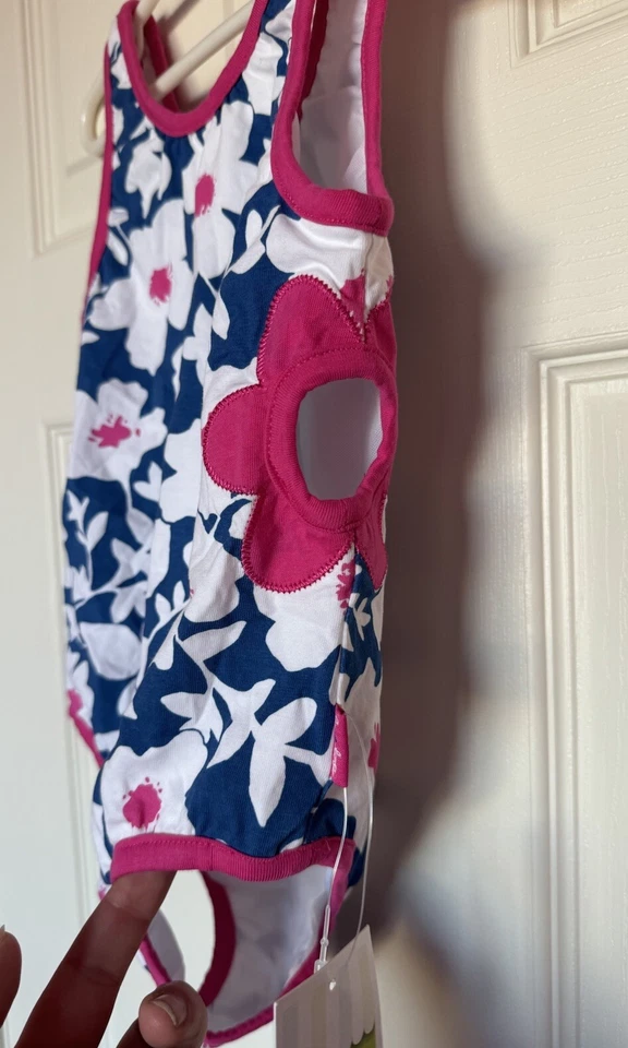 Nuevo con etiquetas Traje de baño Le Top para niñas 6 piezas corte de flores rosa azul blanco 6x natación Foto 2 de 4