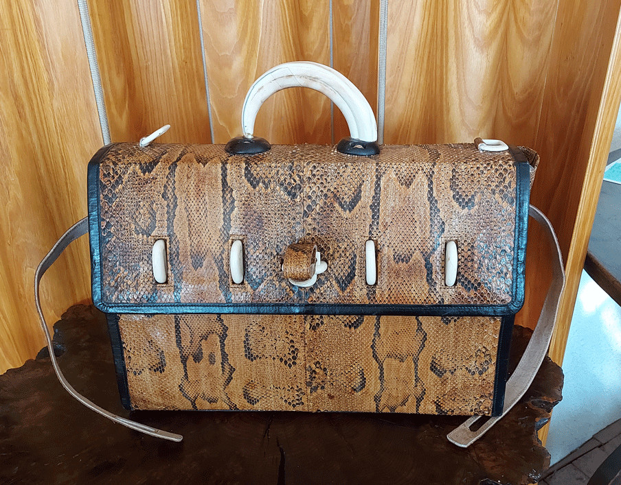 Vintage Lowell Mid Century Python Snakeskin&Tusk … - image 2