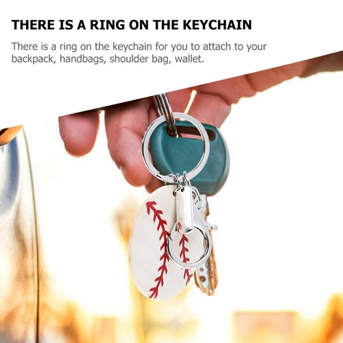 6 Pcs Baseball Wood Chip Keychain Miss Child Party Favors Creative - Picture 6 of 12