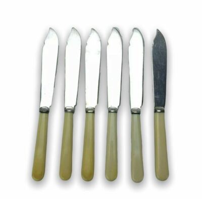 6 L O Silver Plated Bone Handle Fish Utility Knives 8 1 4 Ebay