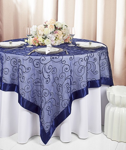 Wedding Linens Inc. 85" x 85" Embroidered Organza Table Overlay - Picture 20 of 32