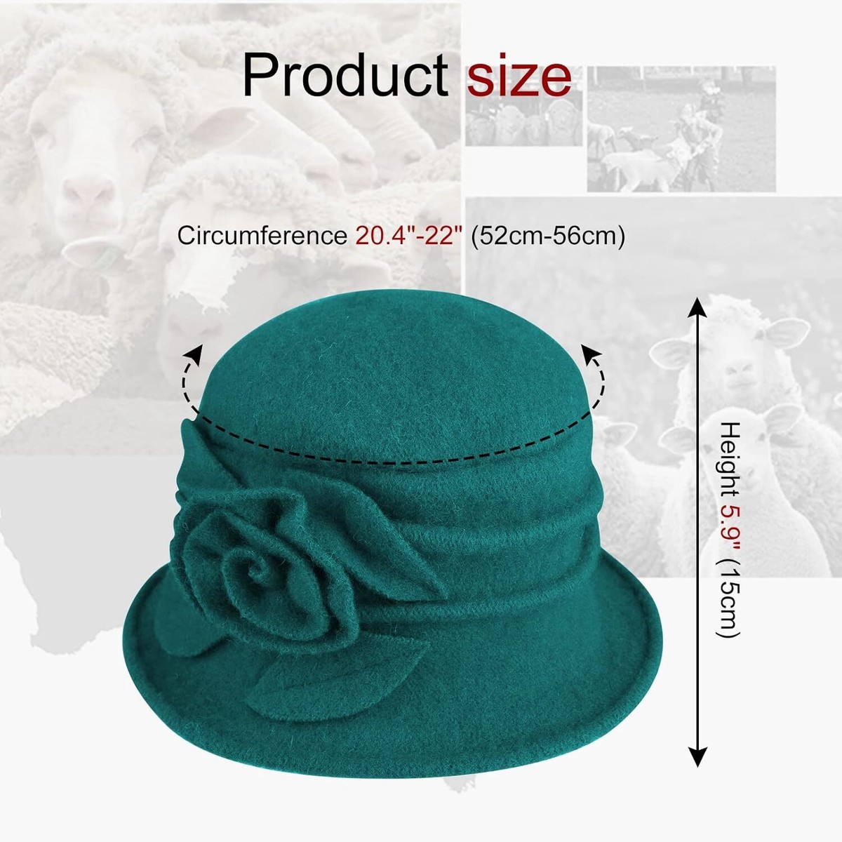 Sumolux Women Beret Hat French Vintage Floral Wool Dress 
