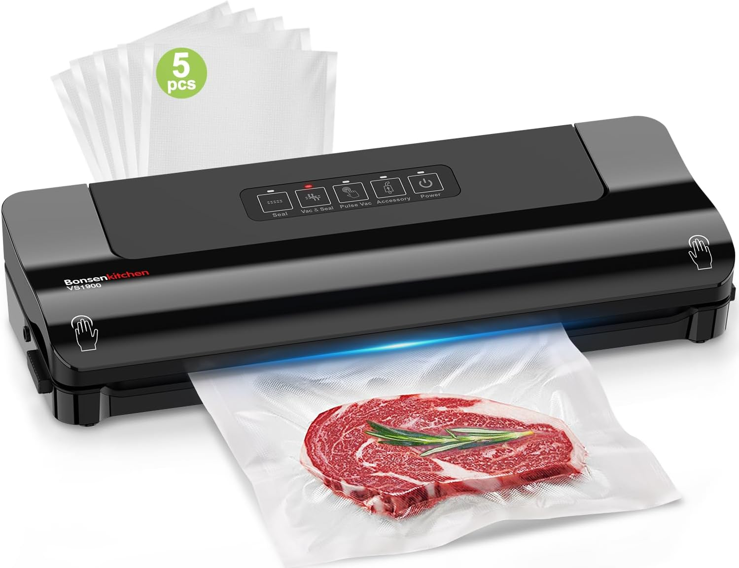 Bonsenkitchen Vacuum Sealer, Fast-Compact Vacuum Sealer Machine, High-Speed Cont