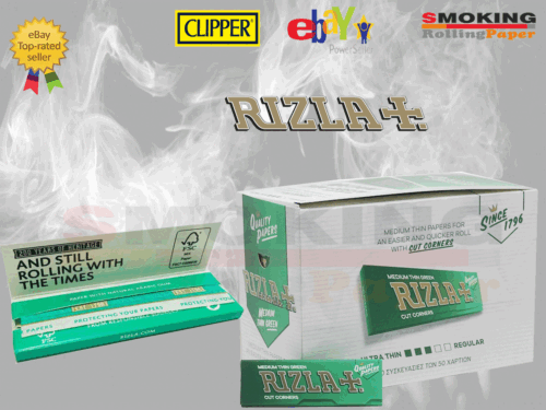 Rizla GREEN Standard Regular Cartine Rolling Papers 50 Genuine Booklets - Afbeelding 1 van 3