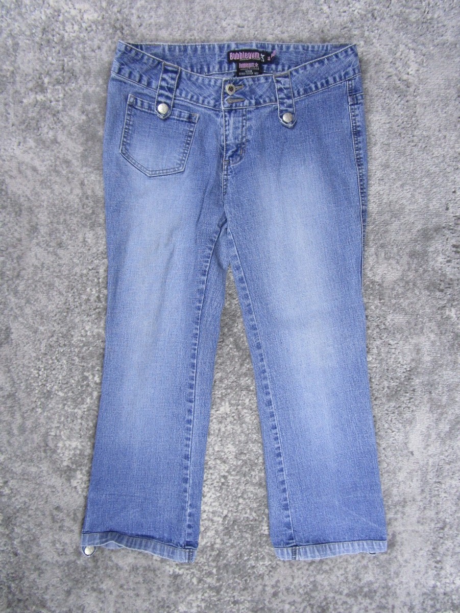 Bubblegum Jeans Womens 7/8 Denim Straight Wide Leg Pants