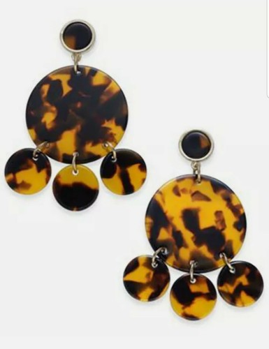 INC Gold Tortoise-Look Circle Chandelier Earrings - Picture 3 of 3