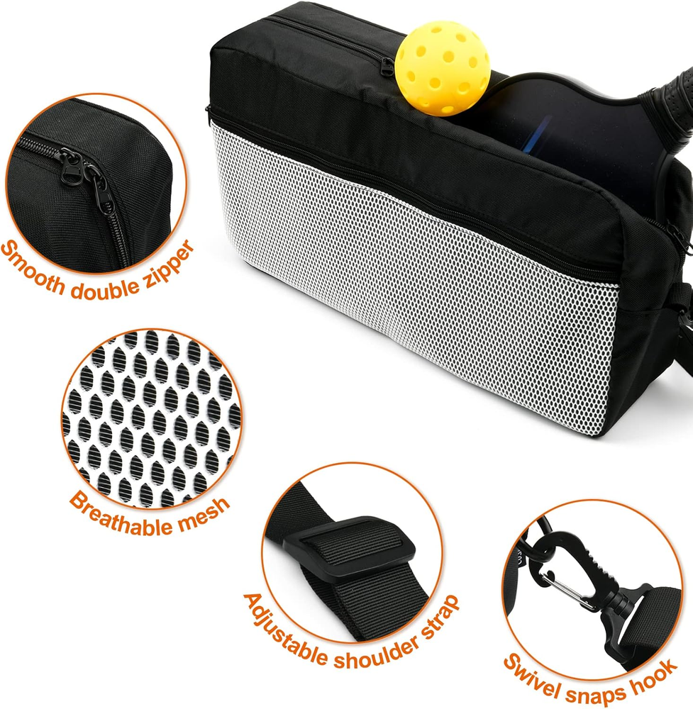 Pickleball Sling Bag for Men and Women with Paddle and Ball Storage  