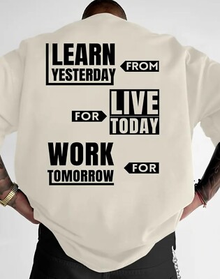 Learn Live Work Herren Oversize Shirt Motivation 100% Baumwolle bis 5XL