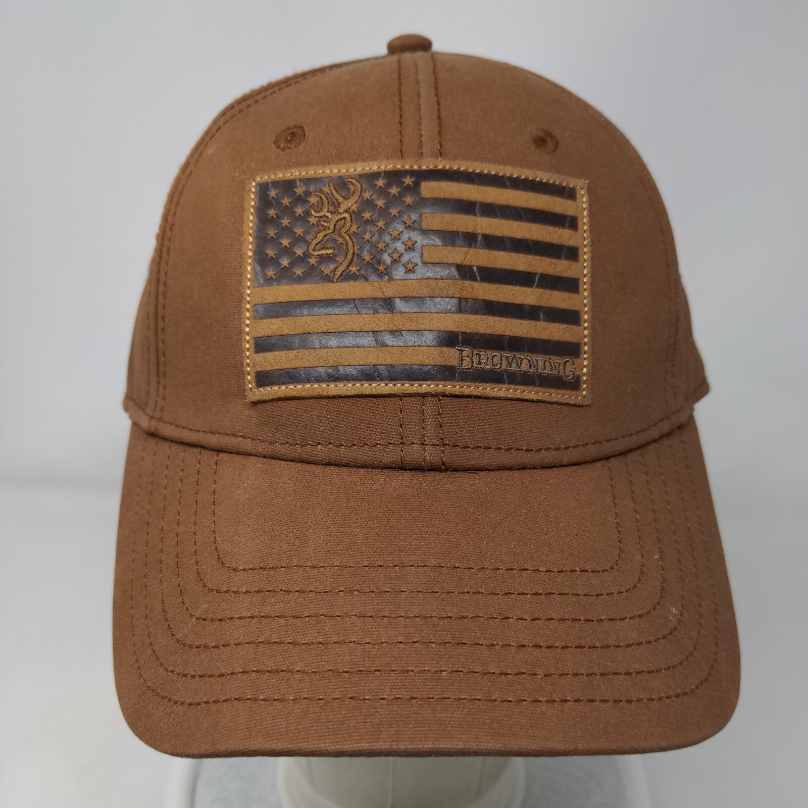 USA Flag Patch Snapback Hat Brown OSFA Vent Holes… - image 2