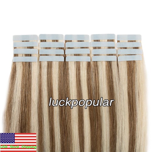 Cinta sin costuras en extensiones de cabello humano tramas de piel cabello ruso Remy cabeza completa 9A - Imagen 59 de 73