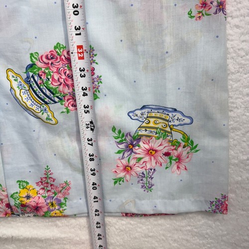 VTG Fundamentals House Coat Dress Robe Tea Cup Floral Granny Cottage Blue Size M - Picture 11 of 11