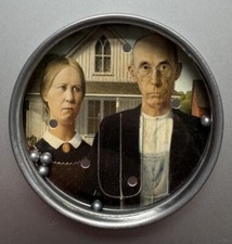 AMERICAN GOTHIC Tin BB Pocket Puzzle Brainteaser Classic Channel Craft Toy Game