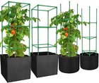 4 Pack Metal Tomato Cages with 17 Gallon Grow Bags- Tall Tomato Cage with 7 G.