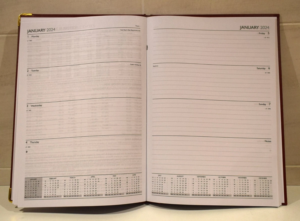 2024 A4 Week To View Padded Caseboard Diary Metal Corners By