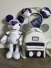 mickey mouse main attraction space mountain set: ears, plush, backpack