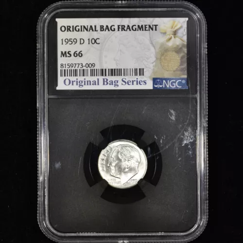 1959-D ROOSEVELT DIME ✪ NGC MS-66 ✪ 10C ORIGINAL BAG FRAGMENT SERIES ◢TRUSTED◣
