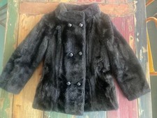 Beeline Fashions vintage faux fur black jacket EUC