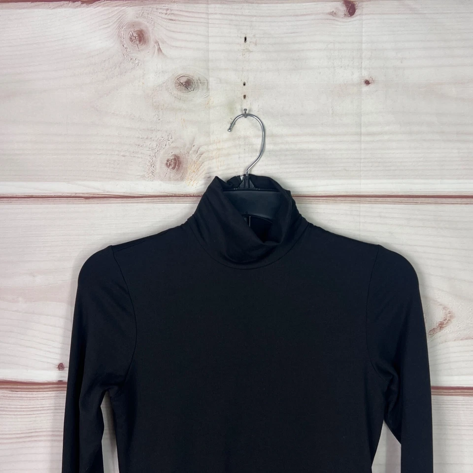 Bumpsuit Dress Womens S Black Maternity Mini Turtleneck Long Sleeve Bodycon Knit - Image 2 of 4