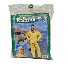 Vtg 1992 Academy Broadway Rain Suit Size Medium Heavy Duty 3 Piece Yellow 61312