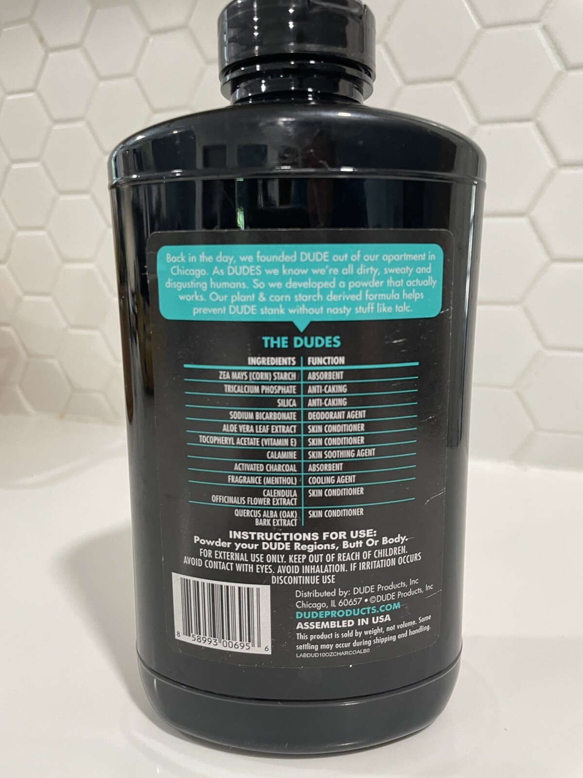 Dude Powder Body Powder Menthol Chill W/Charcoal Natural (10oz)