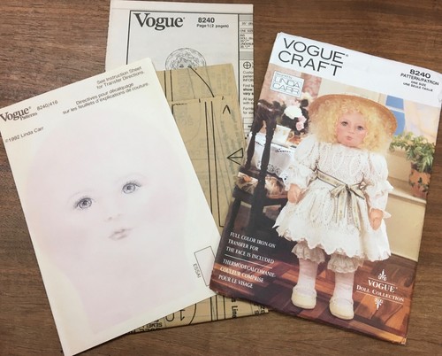 UNCUT 1991 Vogue Craft Pattern 8240 Doll And Clothing~Designed By Linda Carr - Picture 10 of 10