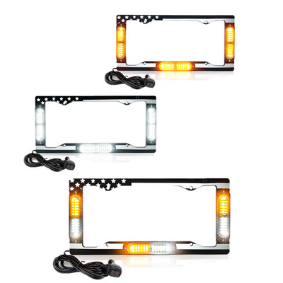 Xprite 13.5'' LED Front/Rear LED License Plate Strobe Light W/American Flag Truck