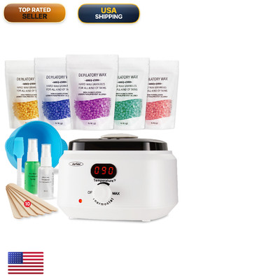 Sunvivi Waxing Kit Brazilian Wax Warmer For Hair Removal 5 Bag Hard Wax Beads