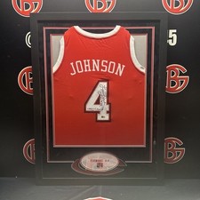 Larry Johnson Autographed UNLV Inscribed Framed Jersey Signed NCAA Steiner CX