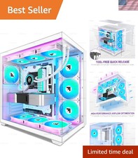 F600 PC Case - Pre-Installed 7 PWM ARGB Fan, ATX Mid-Tower Gaming PC Case, 27...
