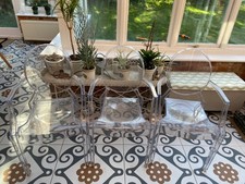 Elegant, stylish Mid-Century Ghost Chairs, Philippe Starck style