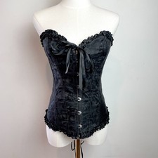 Black Lace Up Corset Bustier Medium Boning Gothic Witchy Whimsigoth Renaissance