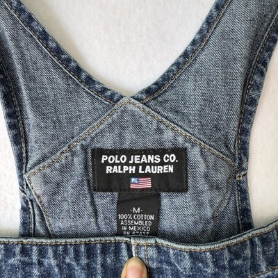 Vtg Y2K 90s Polo Jeans Co Ralph Lauren Denim Overalls M Blue